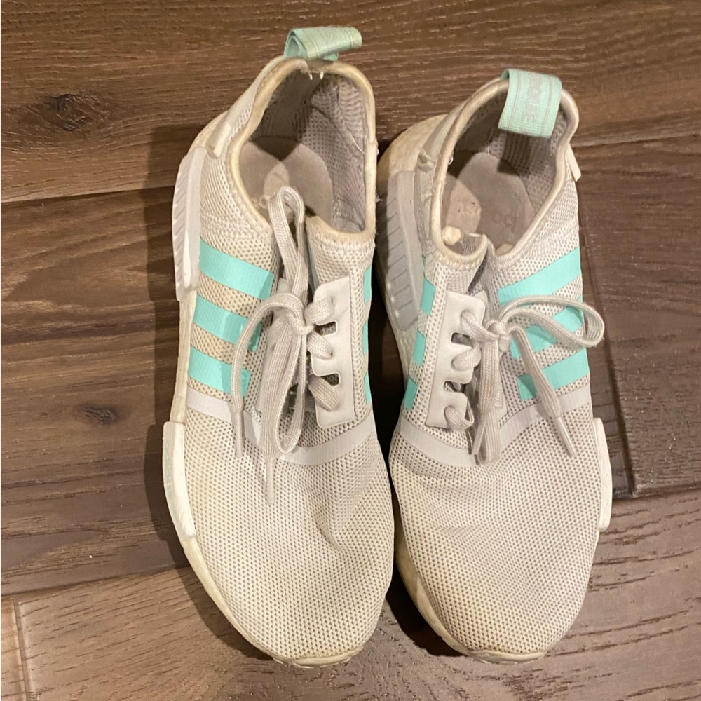 Teal and gray Addis’s shoes